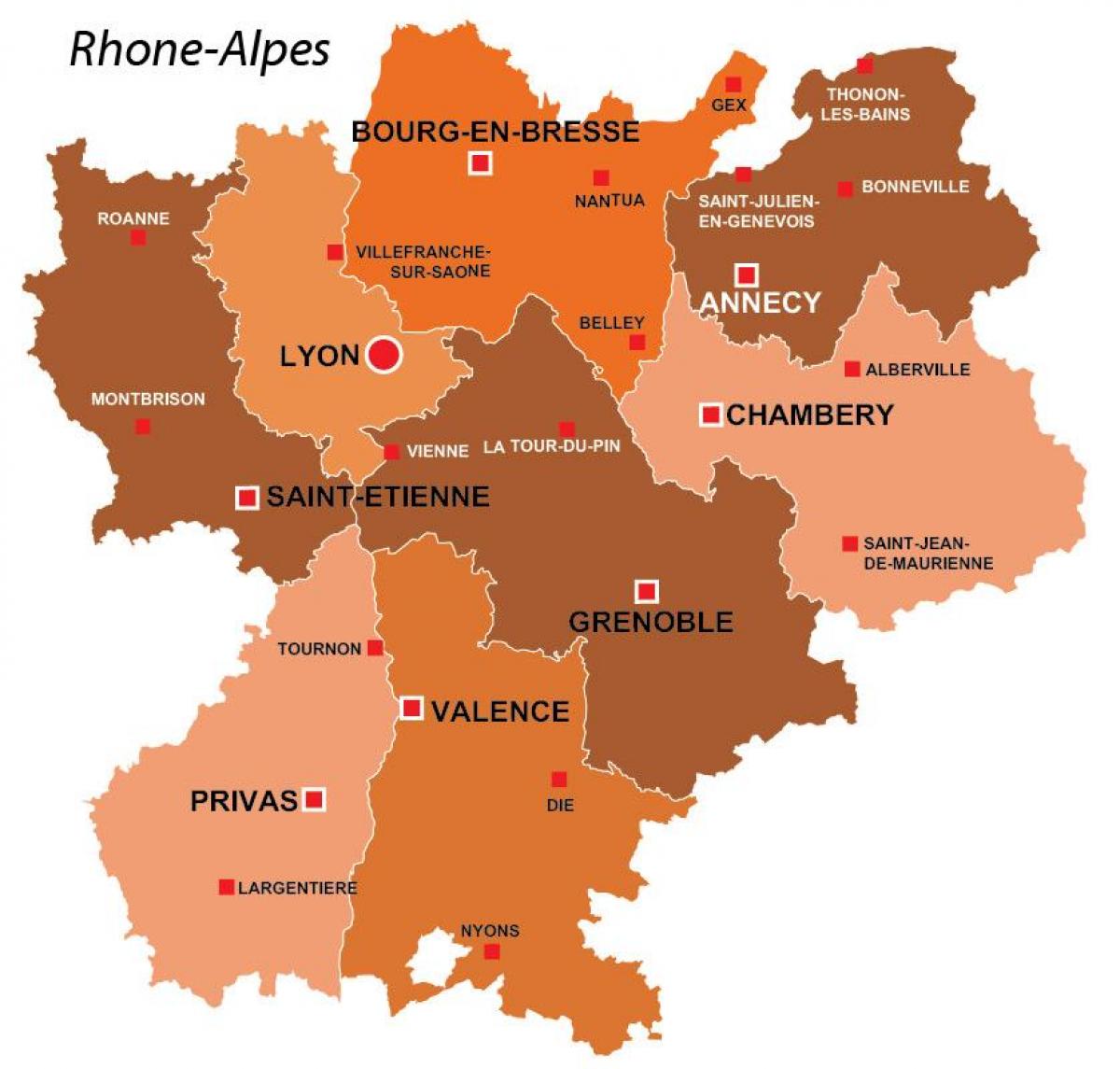 Lyon regionu, Fransa xəritəsi