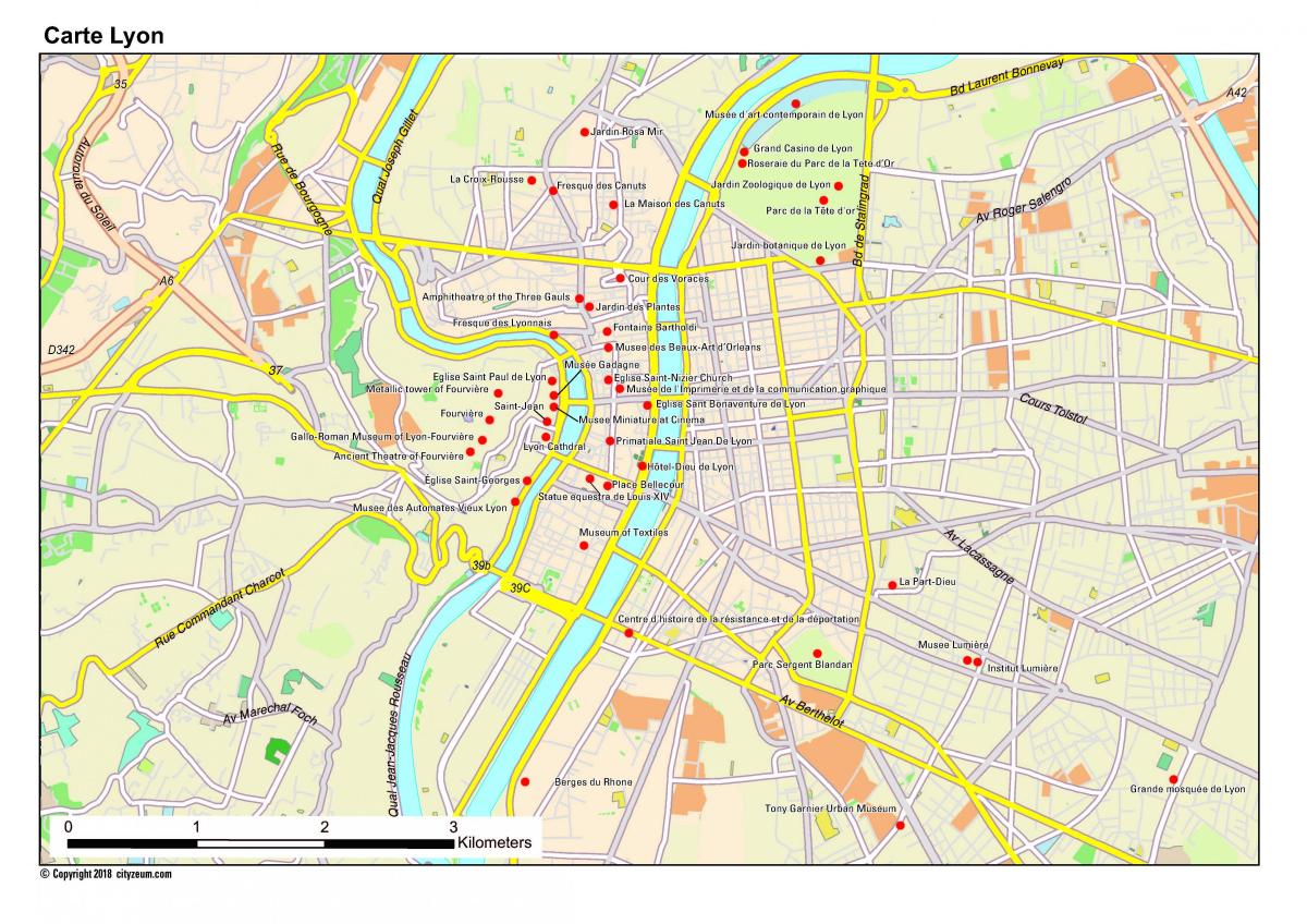 Lyon yerləri xəritəsi