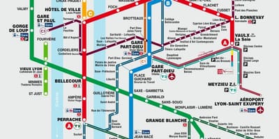 Lyon xəritədə metro